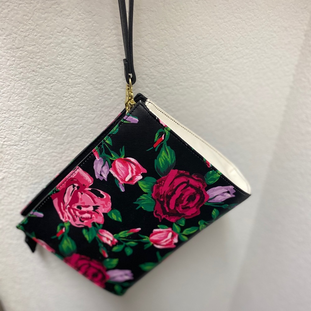 Betsey Johnson pocketbook - black & white roses
